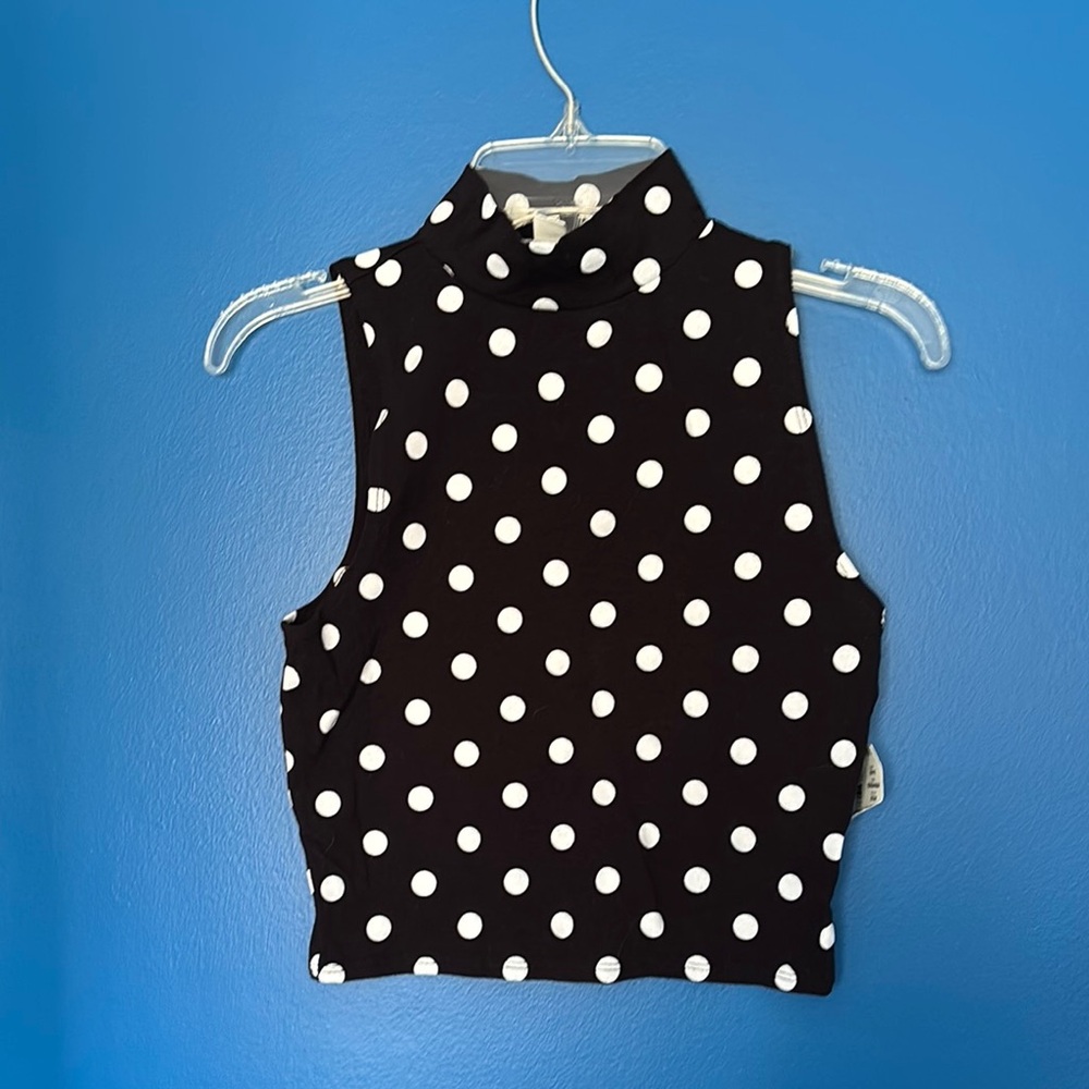 Polka Dot Sleeveless Top - Black and White size Xs nwt